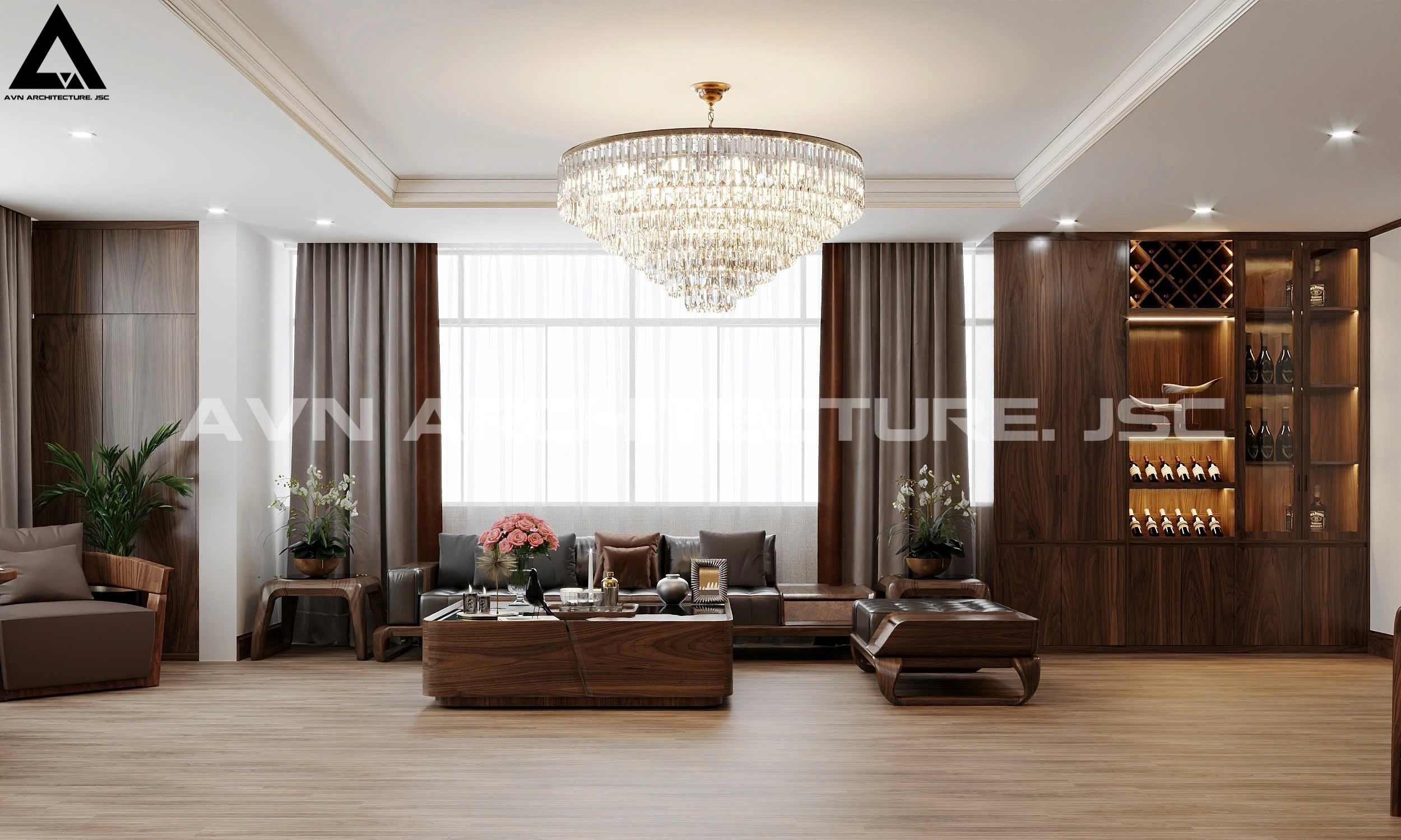 Cải Tạo Căn Hộ Vinaconex 150m² – Sang Trọng và Hiện Đại Với Gỗ Óc Chó